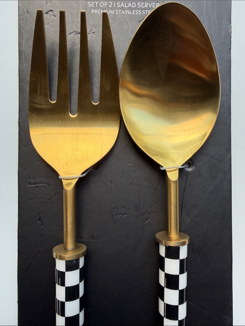 Tahari Home checkered salad servers - Picture 3 of 8